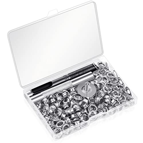 cridoz 120 Sets Grommet Tool Kit 1/4 Inch, Cridoz 1/4 Grommet Eyelets Kit with Setting Tools and Storage Box for Fabric, Tarps, Curtains - Image 1