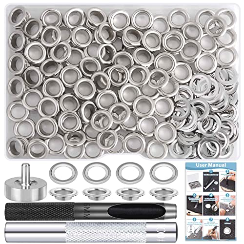cridoz 120 Sets Grommet Tool Kit 1/4 Inch, Cridoz 1/4 Grommet Eyelets Kit with Setting Tools and Storage Box for Fabric, Tarps, Curtains - Image 4