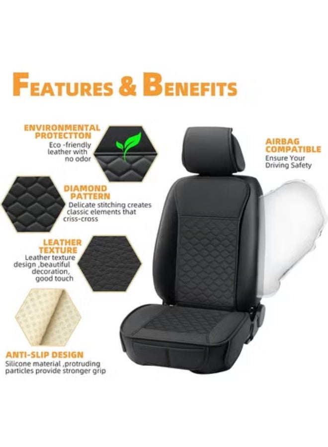 COYO 1PCs Front Car Seat Covers Leather Water Proof Seat Protector Universal fit for Most Cars SUVs and Trucks Black - Image 3