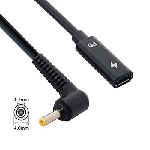 JSER Type C USB-C Female Input to DC/Rectangle Power PD Charge Cable fit for Laptop 18-20V (4.0x1.7mm for HP)… - Image 5