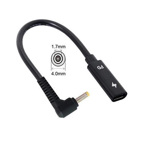 JSER Type C USB-C Female Input to DC/Rectangle Power PD Charge Cable fit for Laptop 18-20V (4.0x1.7mm for HP)… - Image 1