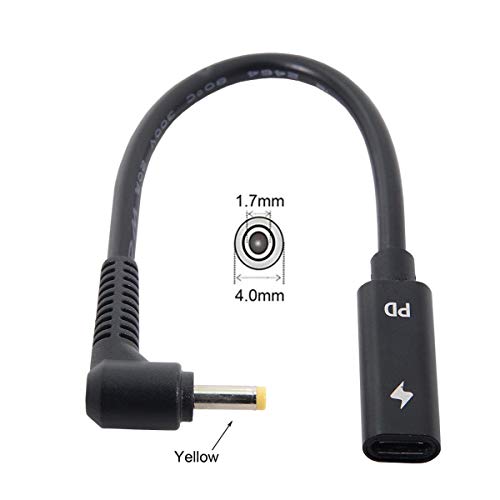 JSER Type C USB-C Female Input to DC/Rectangle Power PD Charge Cable fit for Laptop 18-20V (4.0x1.7mm for HP)… - Image 3