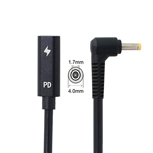 JSER Type C USB-C Female Input to DC/Rectangle Power PD Charge Cable fit for Laptop 18-20V (4.0x1.7mm for HP)… - Image 4