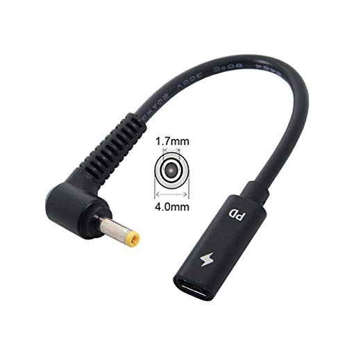 JSER Type C USB-C Female Input to DC/Rectangle Power PD Charge Cable fit for Laptop 18-20V (4.0x1.7mm for HP)… - Image 2