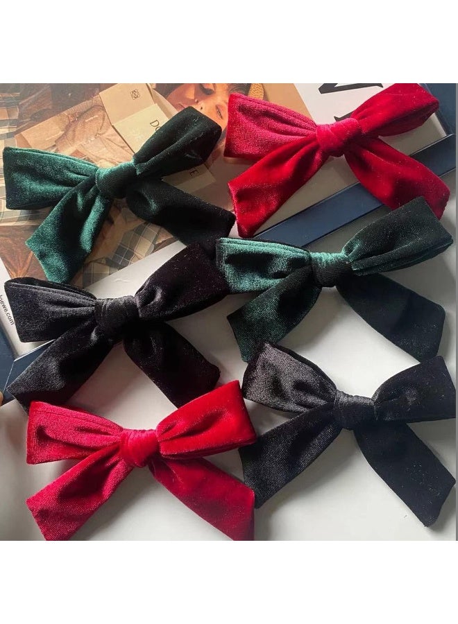 SALOCY 5 Inch Velvet Hair Bows Hair Clips for Baby Girls Set of 2, Dark Green - Image 5