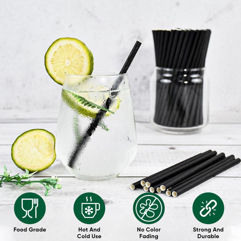 chunspak [500 Bulk] 5.75 inch Black Short Paper Straws, Stir Straws for Cocktail, Coffee, Mixed Drinks - Home, Bar and Restaurant Straws - 100% Biodegradable - Image 4