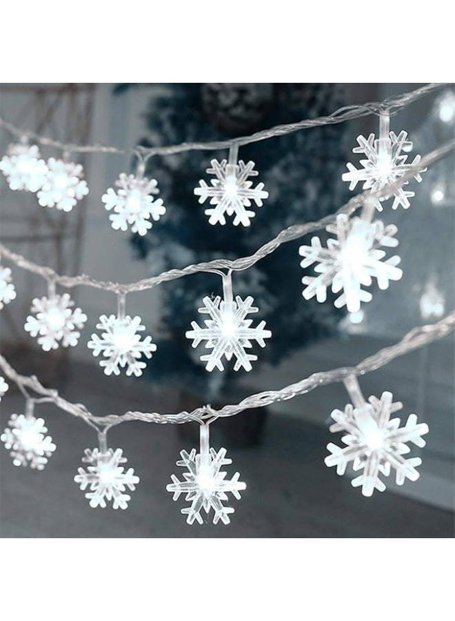 CESOF Christmas Lights, 20 Ft 40 LED Snowflake String Lights Battery Operated Waterproof Fairy Lights for Bedroom Patio Room Garden Party Home Xmas Decor Indoor Outdoor Christmas Tree Decorations Cool White - Image 1