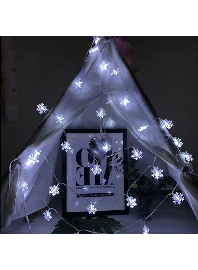 CESOF Christmas Lights, 20 Ft 40 LED Snowflake String Lights Battery Operated Waterproof Fairy Lights for Bedroom Patio Room Garden Party Home Xmas Decor Indoor Outdoor Christmas Tree Decorations Cool White - Image 5