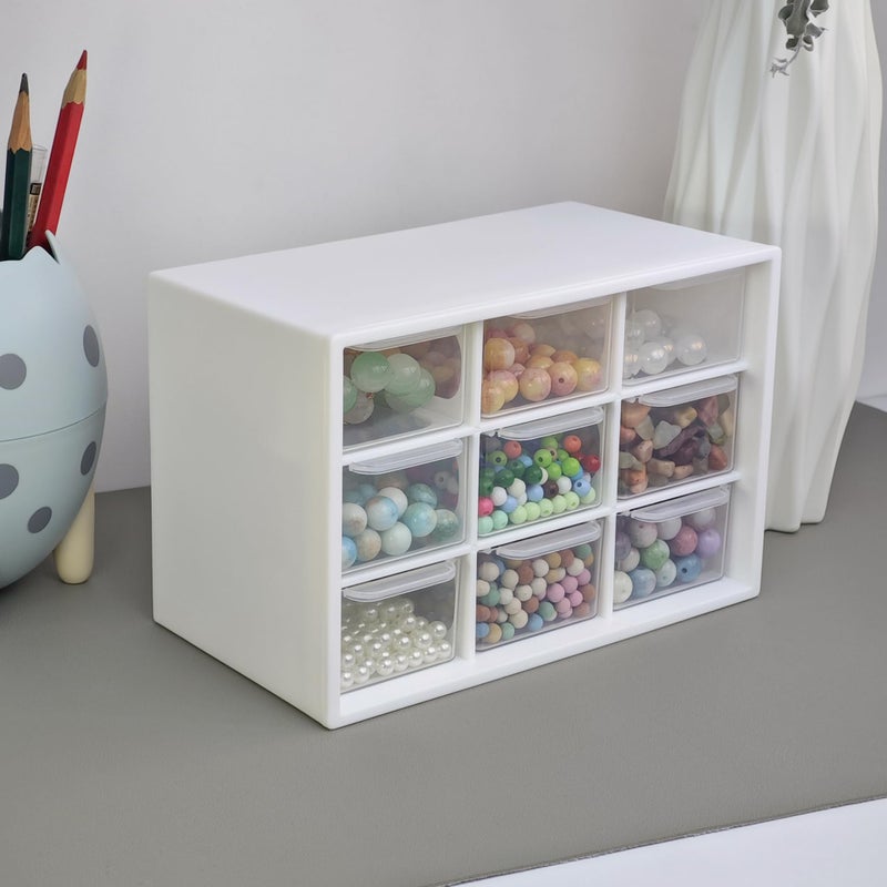 NEWOMEVA 9 Drawer Plastic Organizer Box, Jewelry & Bead Containers, Teacher & Tackle Box Organizer for Small Hardware, Sewing Supplies, Fishing Tackle & Miniature Collectibles - Image 4