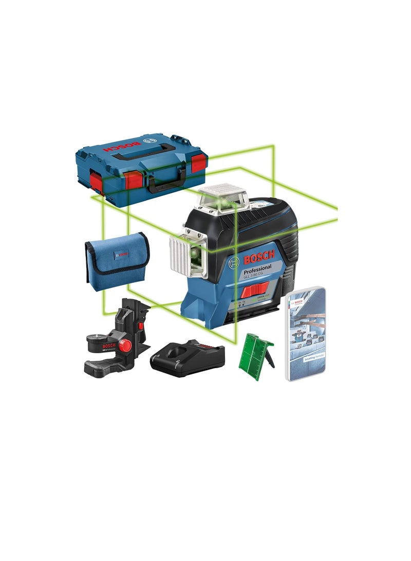 BOSCH Professional 12V System Line Laser 1 Battery 12 V Universal Bracket  1 with App Function Green Laser  - Image 1