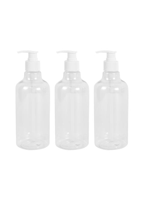 طقم زجاجات بلاستيك طويل 3 حبات - 500 ملم - موزعات ضخ طويلة أسطوانية قابلة لإعادة التعبئة، زجاجات بلاستيكية قابلة للاستخدام المتكرر للصابون، وكريم اليدين، والمعقم، بضغط سلس - مناسبة للاستخدام في المنزل، والمكتب، والسفر.
