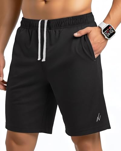 NY Threads Men's Athletic Shorts Quick Dry Loose-Fit Lightweight Running Workout Gym Shorts with Pockets, Large, Black - Image 2