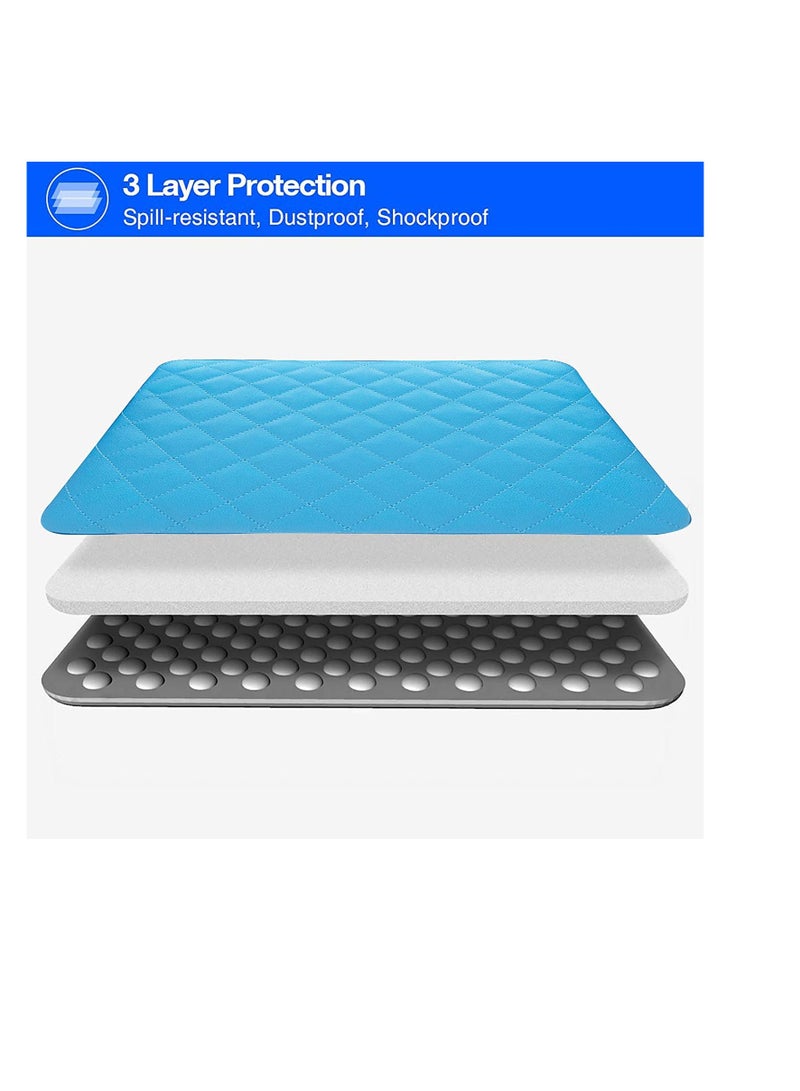 Excefore حقيبة لابتوب 13 بوصة، حقيبة لابتوب من جلد PU متوافقة مع ماك بوك إير برو M1 A2337 A2159 A2179 A2251 A2289 13.6" M2 A2681 13.3 A2338، حقيبة كمبيوتر (زرقاء) - Image 2