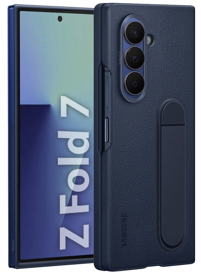 CATANES Leather Case Cover for Samsung Galaxy Z Fold 7, Kindsuit Case Slim and sleek with Secure Hand Grip - Dark Blue  - Image 5