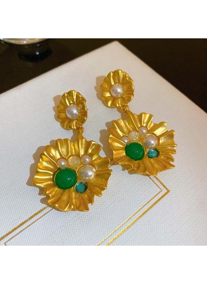 نيبمينينت Zhonggu Vintage Jewelry 925 Silver Needle Earrings Niche Light Luxury High Sense Temperament Female 