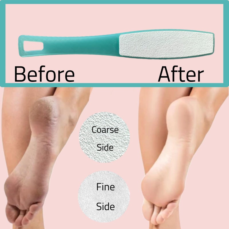 ALAZCO 1 ALAZCO Double Sided Foot File Pumice Ergonomic Handle Scrubber Immediate Result Smooth Feet Heel Scraper Exfoliate Buffer Dead Skin Callus Corn Emery Fine & Coarse Pedicure Tool - Image 3