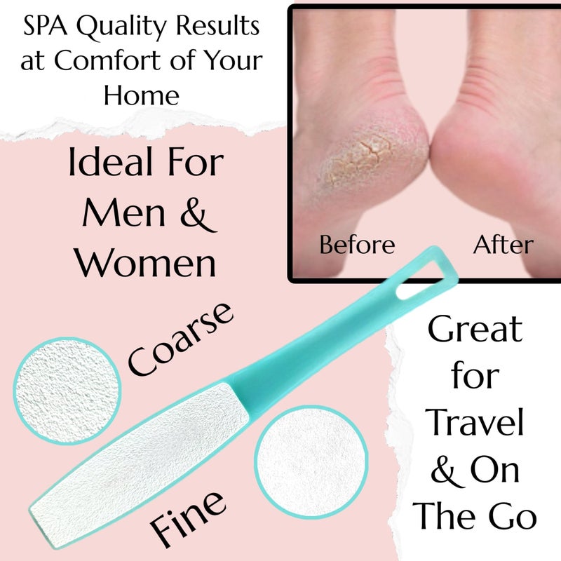 ALAZCO 1 ALAZCO Double Sided Foot File Pumice Ergonomic Handle Scrubber Immediate Result Smooth Feet Heel Scraper Exfoliate Buffer Dead Skin Callus Corn Emery Fine & Coarse Pedicure Tool - Image 4