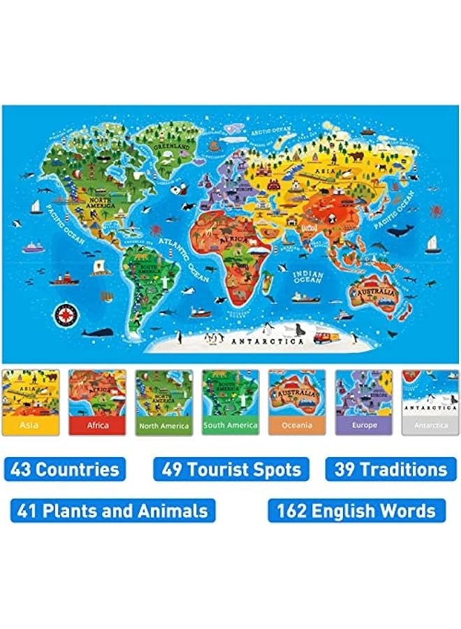 دوركو ألغاز الخريطة العالمية للأطفال (4-8 سنوات) + ألغاز الأرضية للأطفال (3-5 سنوات) + ألغاز للأطفال الصغار + ألعاب تعليمية جغرافية رائعة للأطفال قبل المدرسة + ألعاب تعليمية للأولاد والبنات - Image 3