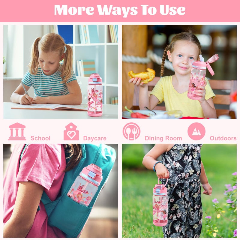 Decalsweet Kids Water Bottle With Straw, 600ml Ballet Bottle For Girl - Image 5