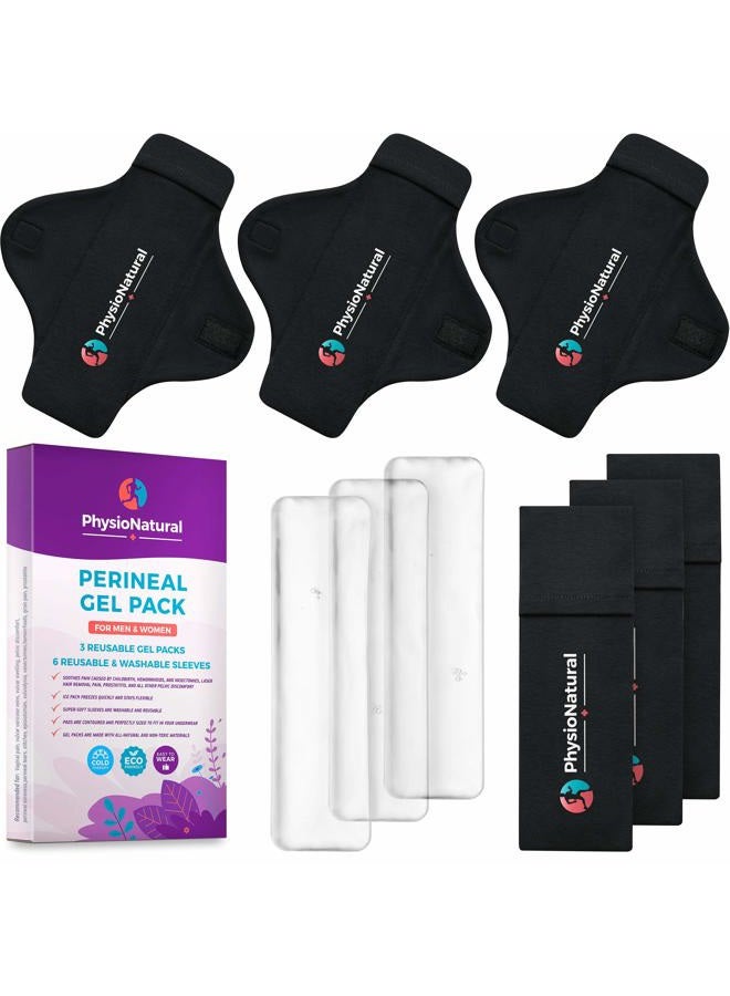 PhysioNatural Reusable Perineal Ice Packs with Washable Sleeves – for Hemorrhoids, Postpartum l Pain, and Groin Discomfort - Image 1