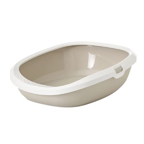 Savic Gizmo Medium Cat Litter Tray with Rim for Indoor Cats, Open Anti-Scatter Cat Toilet Box with Raised Rim for Hygiene & Easy Cleaning, Durable Pet Litter Tray – 17 Inch Mocha - Image 1