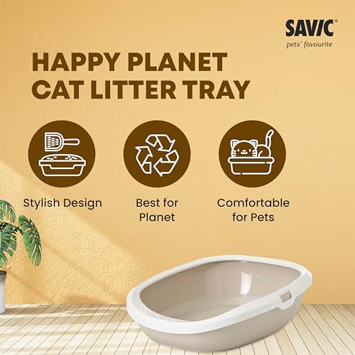 Savic Gizmo Medium Cat Litter Tray with Rim for Indoor Cats, Open Anti-Scatter Cat Toilet Box with Raised Rim for Hygiene & Easy Cleaning, Durable Pet Litter Tray – 17 Inch Mocha - Image 4