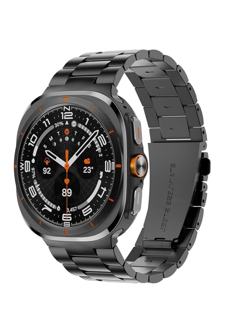 Watch - Band for Galaxy Watch Ultra 47mm(2024),No Gap Metal Bands Compatible with Samsung Galaxy Watch 7 Ultra 47mm for Men Women Stainless Steel Bands Strap Black - Image 1