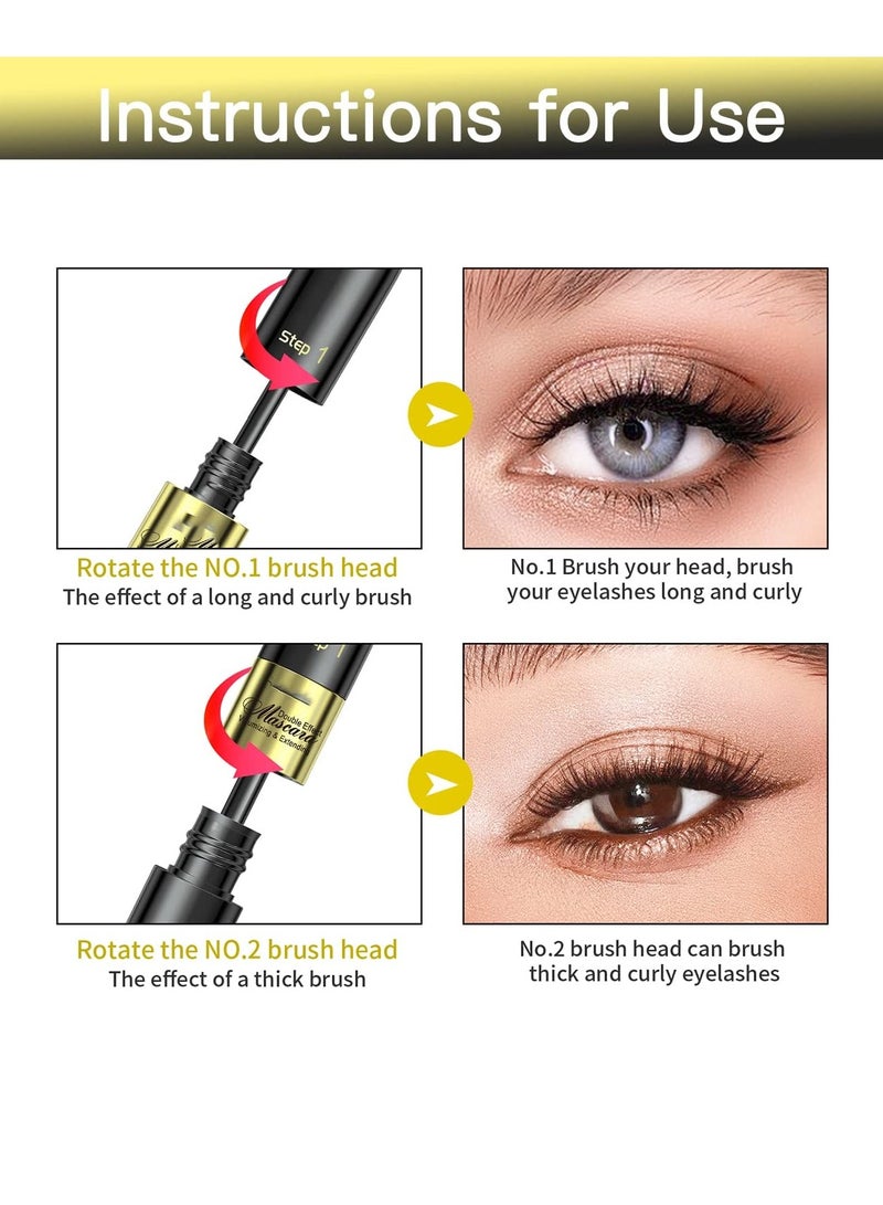 Excefore 4D Mascara, 2 In 1 4D Lash Cosmetics Vibely Mascara, 5X Longer Waterproof Telescopic Mascara For Natural Lengthening And Thickening Effect Long-Lasting Dense Curled (2Pcs, No Clumping) - Image 3