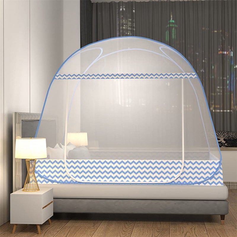 CdyBox Folding Mosquito Net Tent Canopy Curtains for Beds Home Bedroom Decor (Blue, 1.2X2.0m) - Image 3