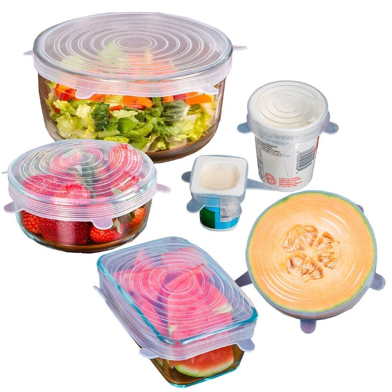 CLOMANA® Stretchable & Flexible Silicone LIds Cover for Dish,Jars & Bowls (Set of 6) - Image 2