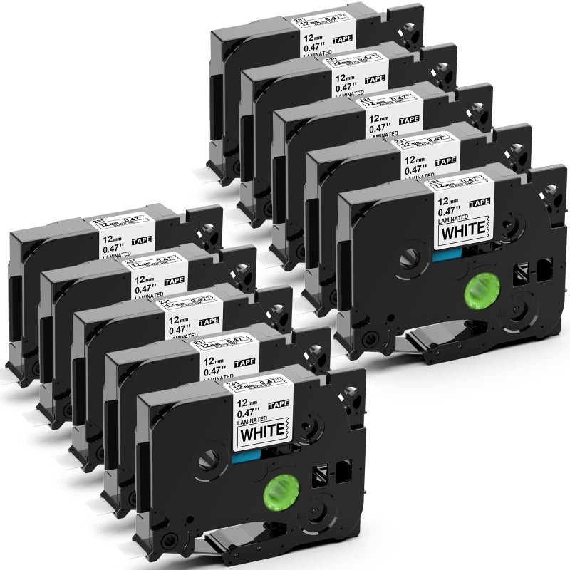 Label KINGDOM 10-Pack Label Tape Compatible with Brother P Touch TZe231 TZ-231 Label Tape Refills Tze Tz Tape Laminated 12mm 0.47'' for Brother PTouch Label Maker PT-D210 PTD220 Black on White - Image 1