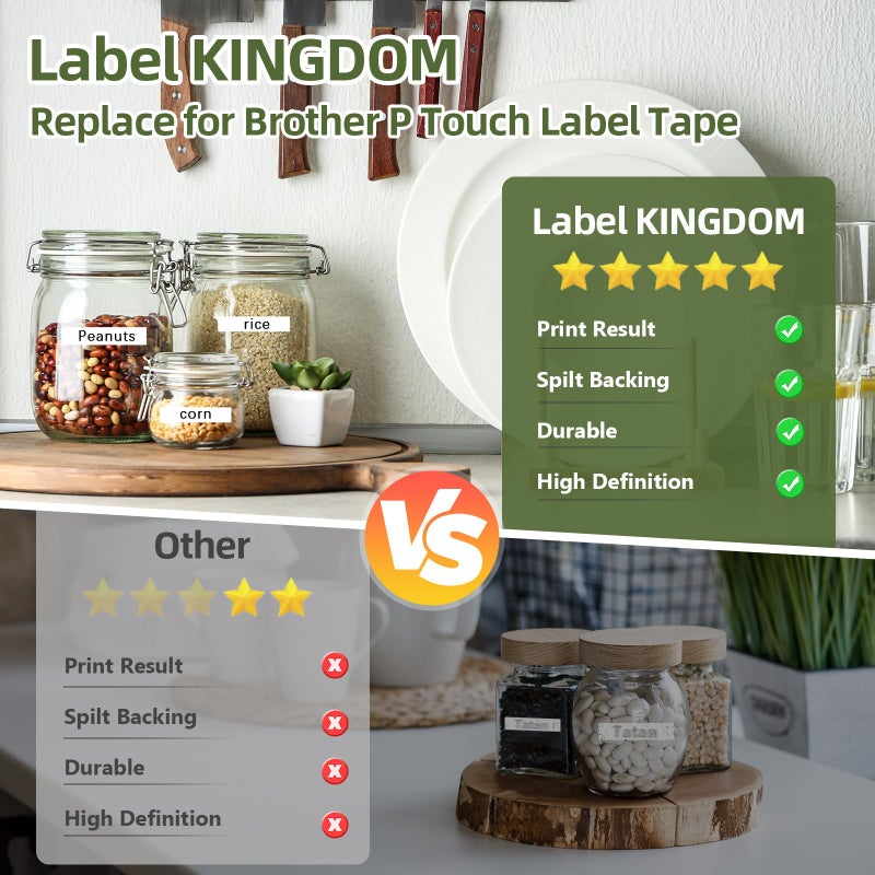 Label KINGDOM 10-Pack Label Tape Compatible with Brother P Touch TZe231 TZ-231 Label Tape Refills Tze Tz Tape Laminated 12mm 0.47'' for Brother PTouch Label Maker PT-D210 PTD220 Black on White - Image 4