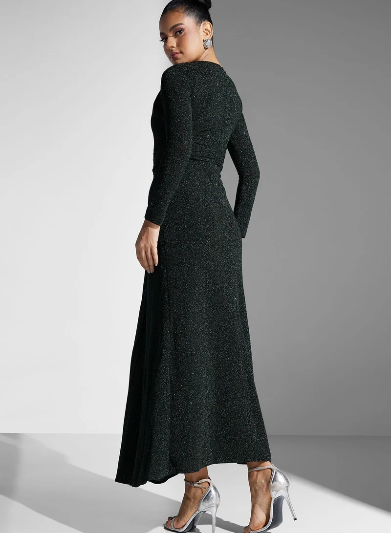 Khizana Embellished Buckle Shimmer Dress