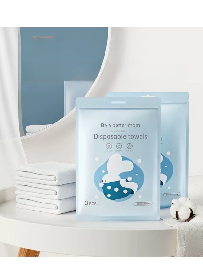 Be a better mom Disposable Towels 30x60cm, 2 Packs (3 Towels Per Pack), Soft Thickened Disposable Face & Body Towels for Travel, Hotel, Camping, Spa and Gym - Image 1