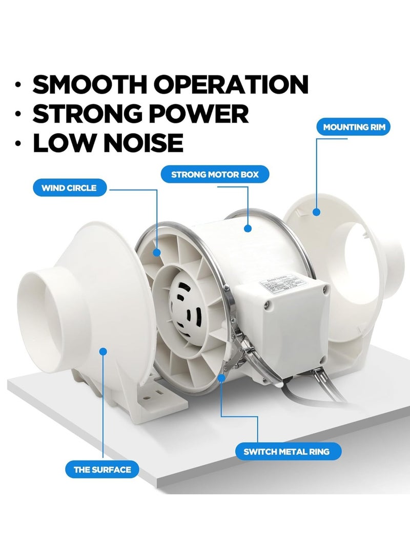 S-Color 4 Inch Duct Fan, Inline Ventilation Exhaust Fan, 182 CFM Duct Intake High Efficiency Air Fan for Vent Bathroom, Kitchen, Grow Tent, Hydroponics, 3D Printer - Image 2