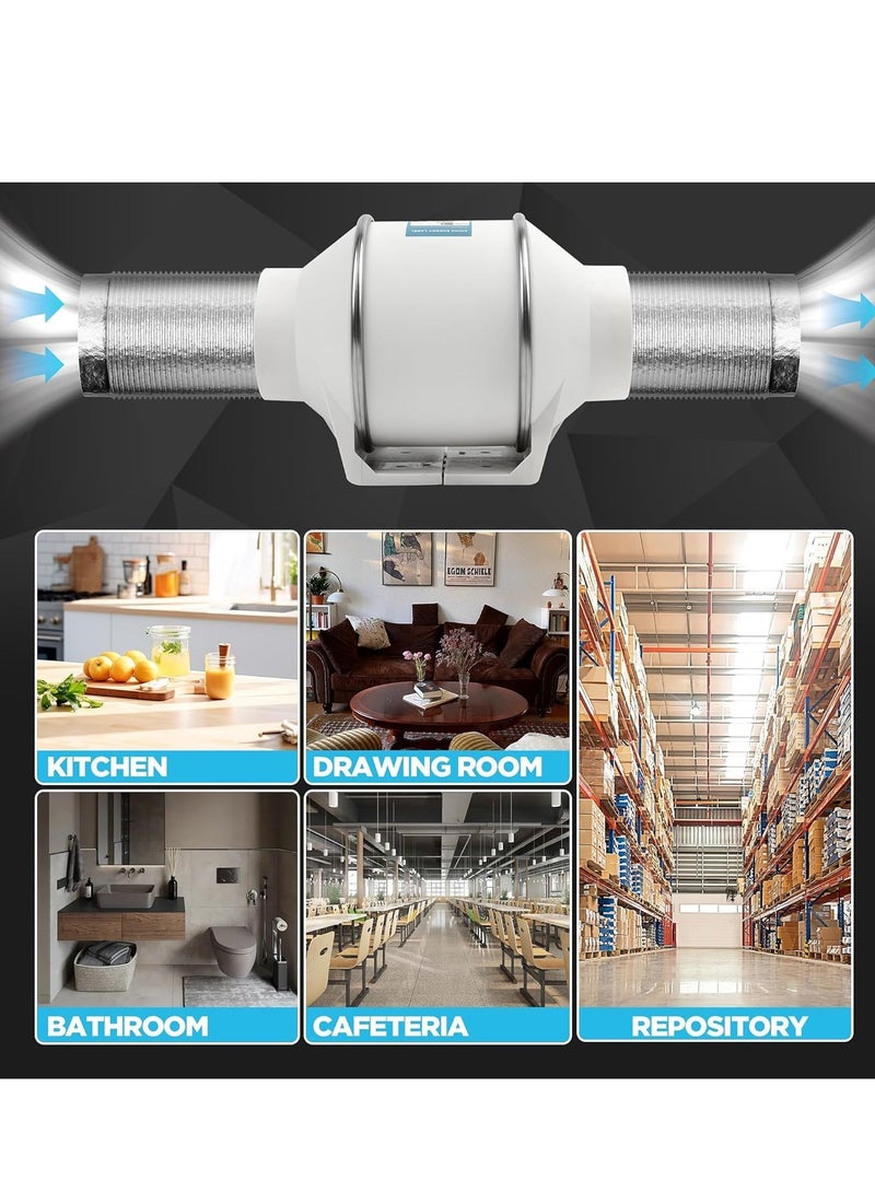 S-Color 4 Inch Duct Fan, Inline Ventilation Exhaust Fan, 182 CFM Duct Intake High Efficiency Air Fan for Vent Bathroom, Kitchen, Grow Tent, Hydroponics, 3D Printer - Image 4