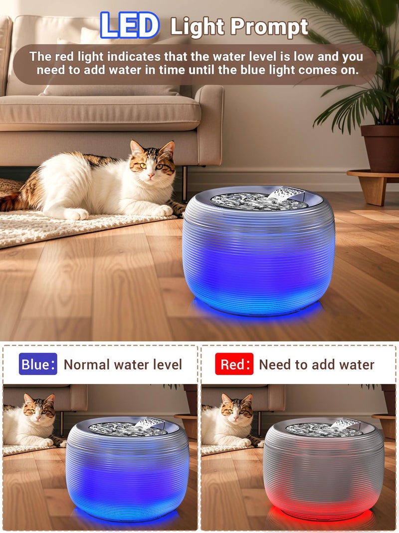 Kastty 3.5L Quiet Cat Water Fountain,118oz Large Capacity Pet Water Fountain for Cats Indoor with Water Level LED Light, Easy Cleaning Cat Fountains for Drinking Automatic Dog Water Fountain FS75 - Image 5