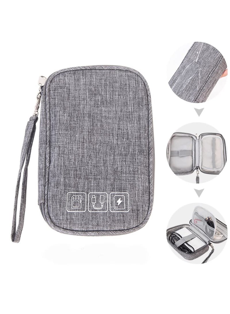 Delfino Electronic Accessories Storage Bag Small Portable Travel Cable Storage Bag All in One Organizer Storage for Power Cords Chargers Hard Drives Headphones Usb Sd Cards and More Grey - Image 4