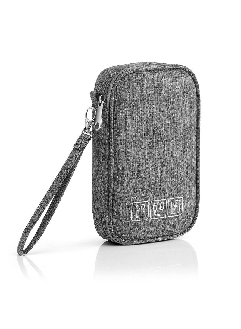 Delfino Electronic Accessories Storage Bag Small Portable Travel Cable Storage Bag All in One Organizer Storage for Power Cords Chargers Hard Drives Headphones Usb Sd Cards and More Grey - Image 1