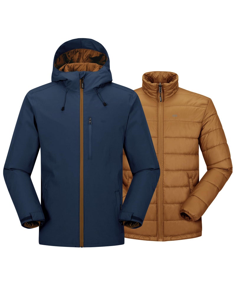 33000ft Mens Waterproof 3in1 Ski Jacket Warm Mountain Windbreaker Snow Rain Jackets Winter Coat with Puffer Jacket