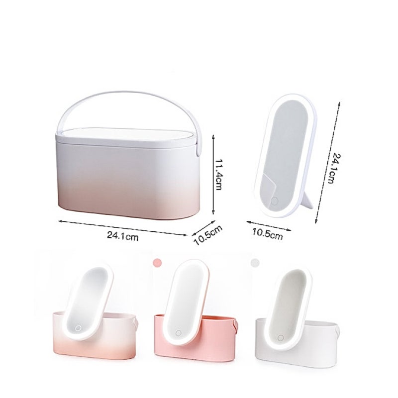 LED makeup mirror with light strip storage box, USB plug-in makeup mirror (white) - Image 3
