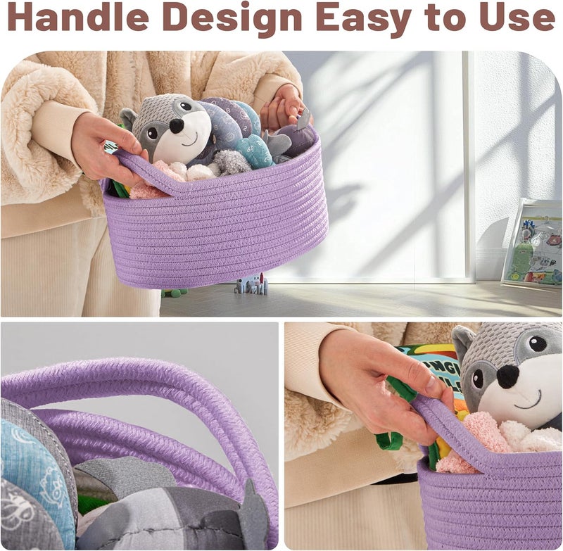Bufims Small Woven Purple Gifts Basket for Storage Empty with Ribbons and Bags Durable Cute Gifts 12"X 8" X 5" Small Rope Basket for Gifting - Image 4