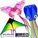 SGftre 3 Piece Set Butterfly Delta and Octopus Kites for Boys and Girls Beach Kites for Family Outdoor Games Activities Gradient Grassland GreenOctopus BluePink Dreamy Butterfly 3 - Image 3