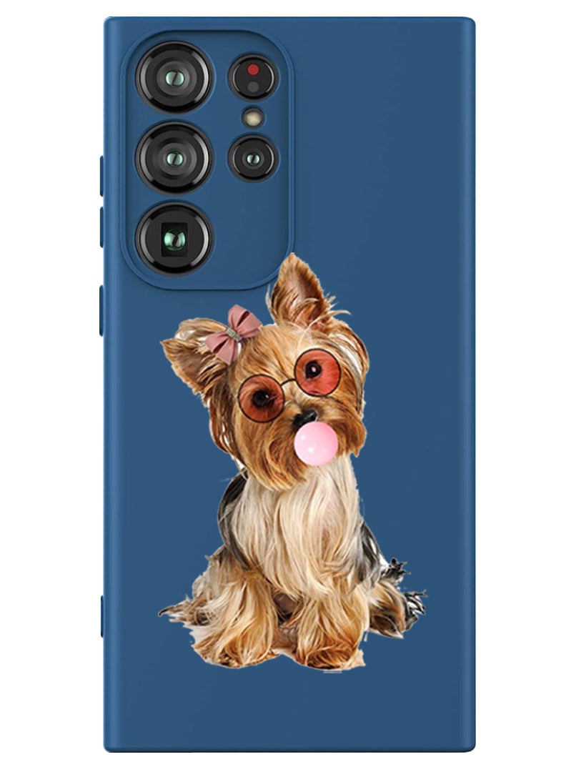 Theodor Protective Slim Fit Case Liquid Silicone Cover with Full Body Protection Anti-Scratch Shockproof Case For Samsung Galaxy S24 Ultra (Blue) - Dog - Image 1