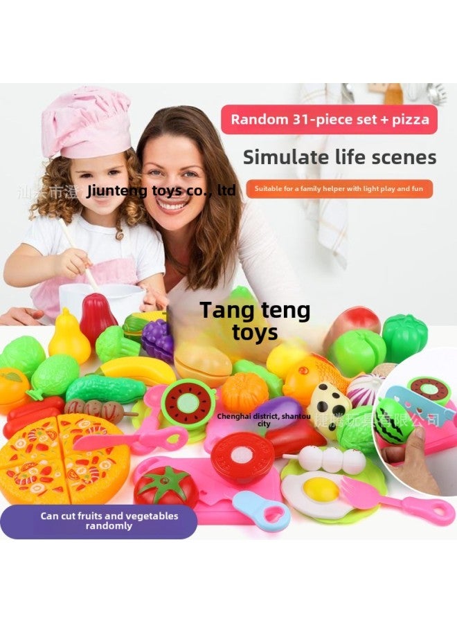 Children Play House Boys And Girls Simulation Cutting Fruits And Vegetables Pizza Cutting Music Cutting Plastic Suit Toys-Specifications:31-piece Kit Cutting Toys 【can Cut Fruits And Vegetables Randomly】 + Pizza - Image 2