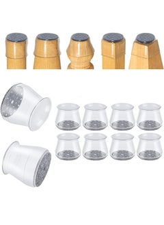 10 Pcs Hardwood Floors Chair Leg Protectors, Stool Leg Rubber Protectors Caps, Non Slip Silicone Felt Furniture Pads