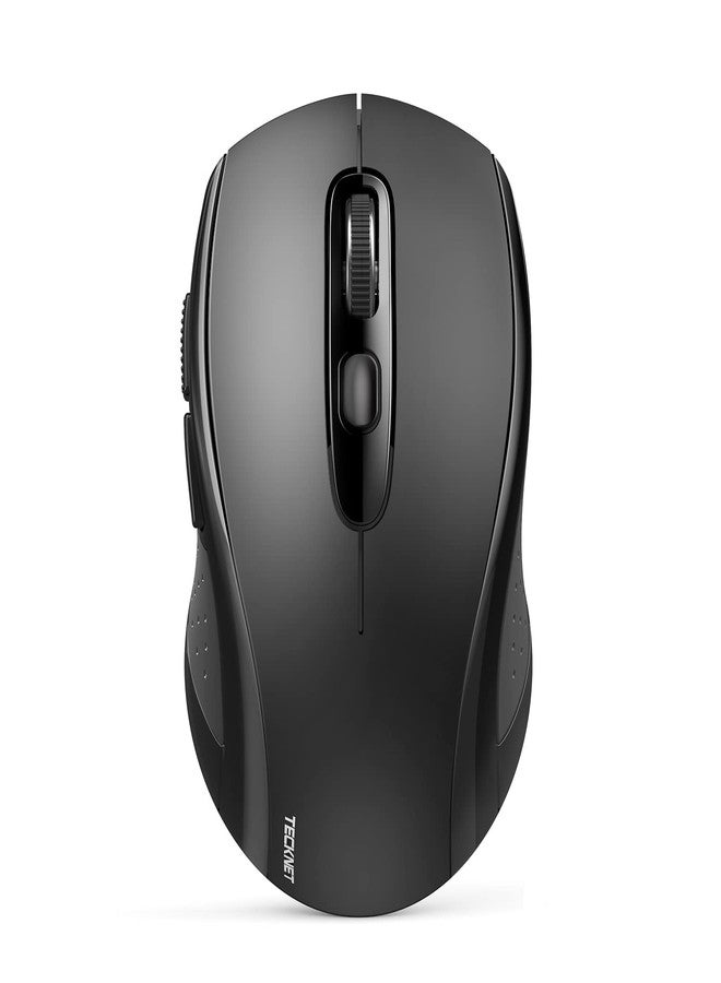 TECKNET Bluetooth Mouse, 4000DPI Wireless Mice for Laptop 2-in-1(BT 5.0/3.0+2.4Ghz) Computer Portable PC Mouse Wireless with USB Receiver for Mac (USB-A+Bluetooth), Dark Black - Image 1