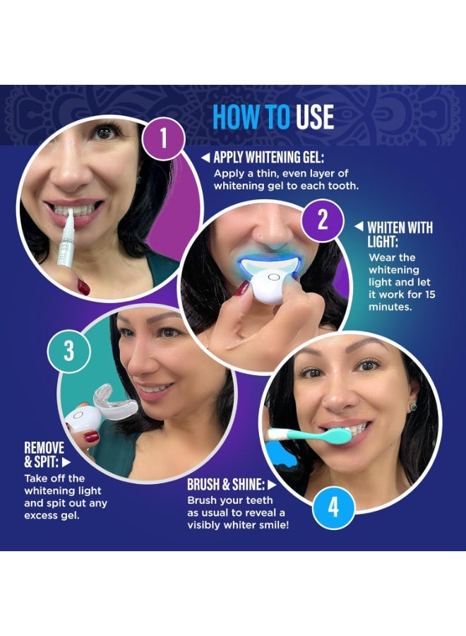 GuruNanda Professional Teeth Whitening Wireless Kit with LED Light & Whitening Pen, 40 Treatments - Image 5