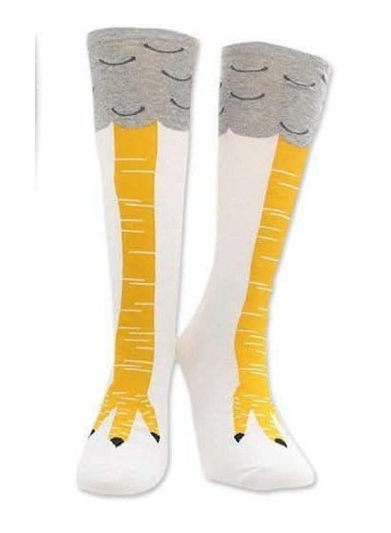 White Long Chicken Leg Design Socks  - Image 1