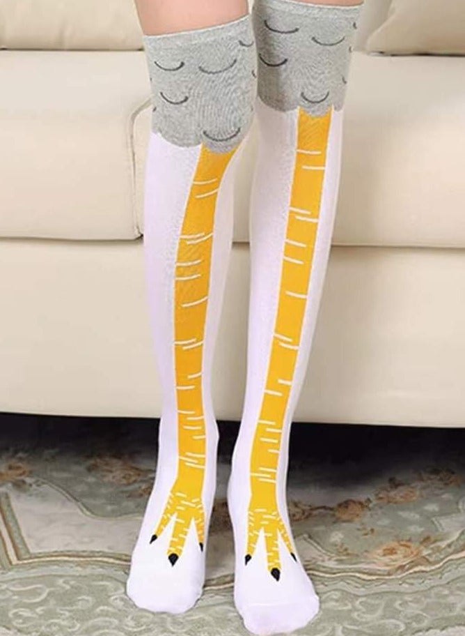 White Long Chicken Leg Design Socks  - Image 2